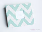 Teal Chevy Chevron Modern Baby Book - Our Story Paper Co.