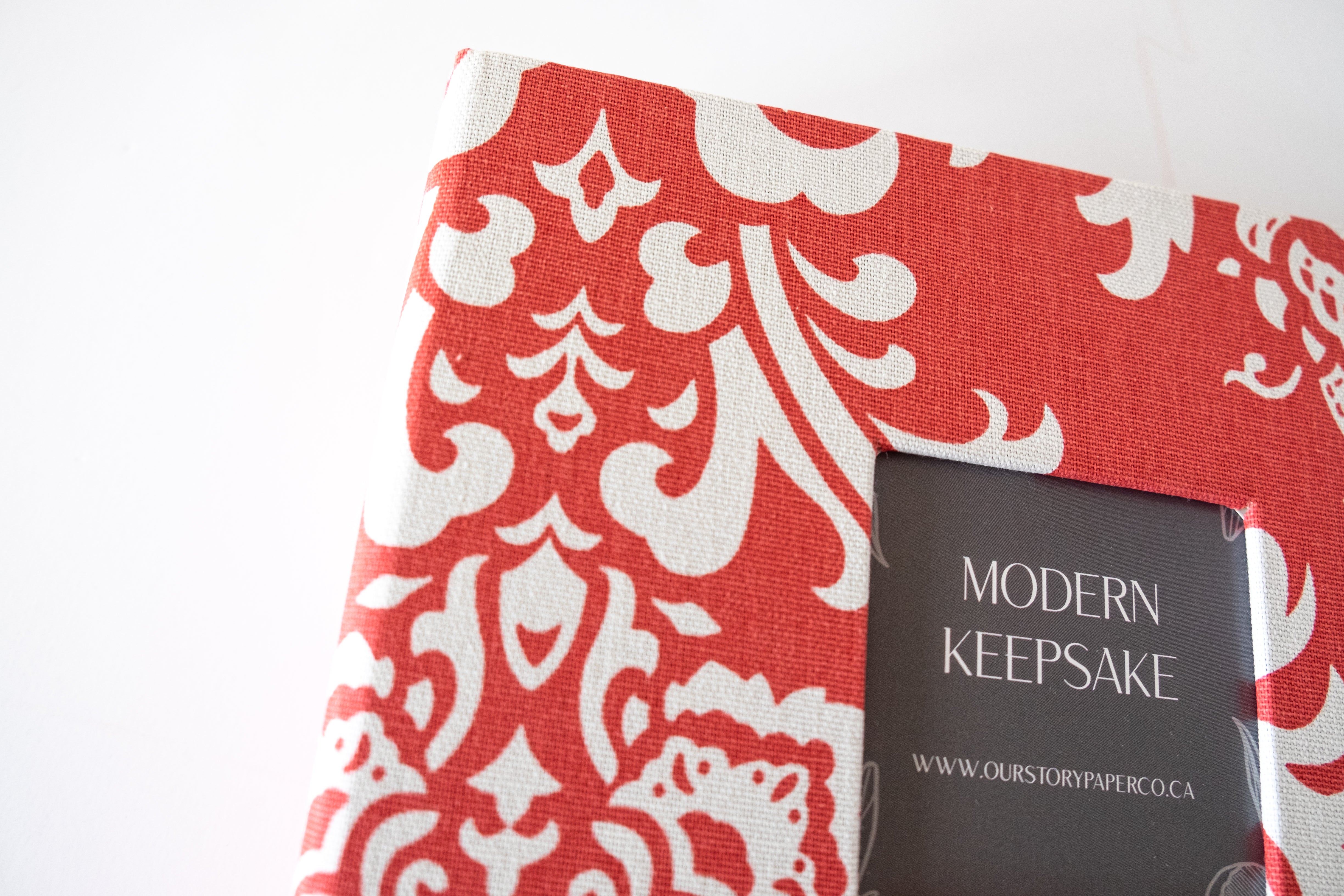 Coral Damask Modern Baby Book - Our Story Paper Co.