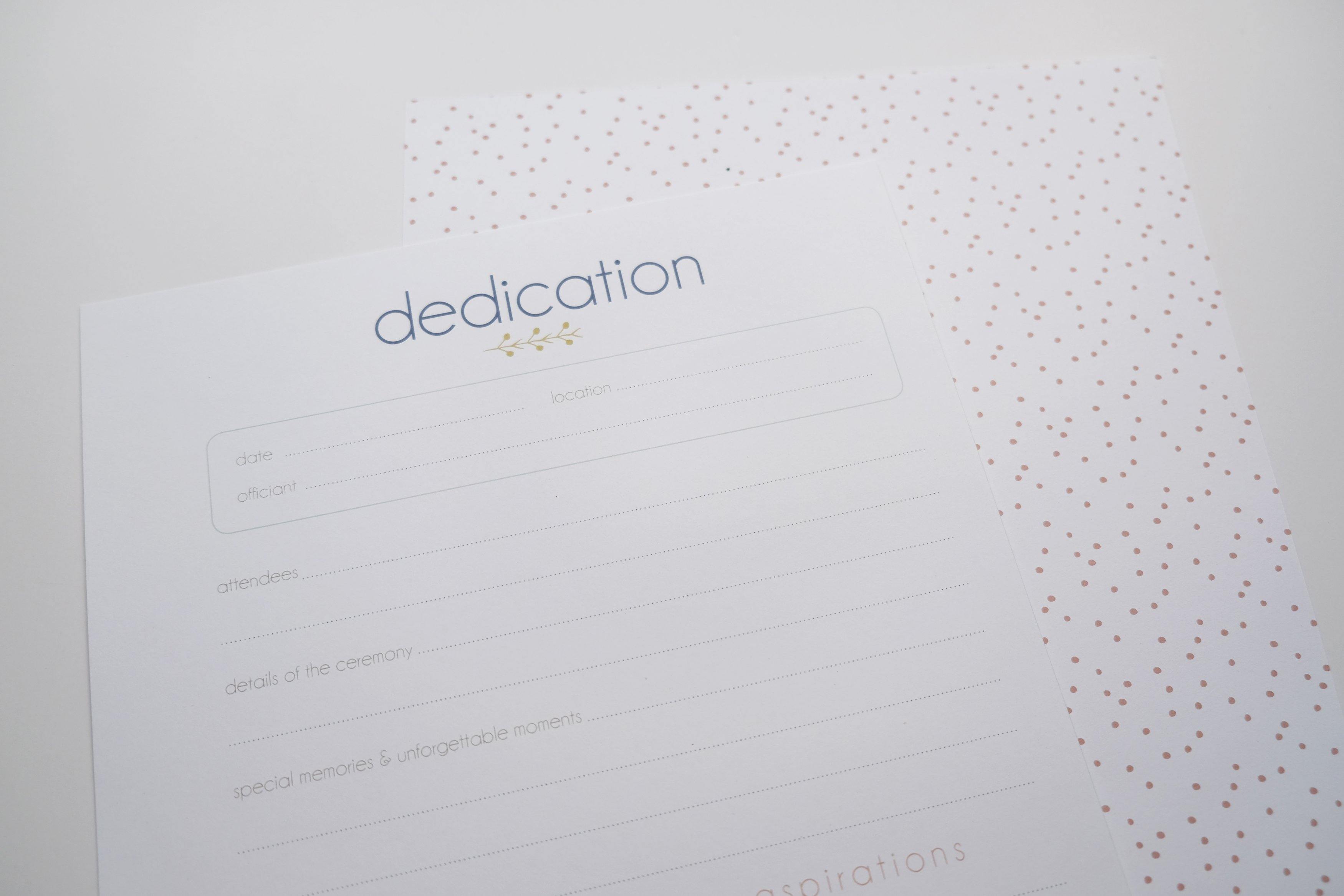 dedication page - Our Story Paper Co.