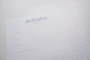 dedication page - Our Story Paper Co.