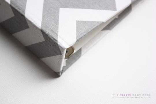 Gray Chevron Modern Baby Book - Our Story Paper Co.