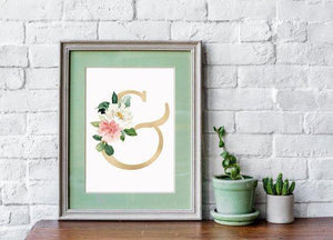 Watercolor Floral Ampersand Nursery Print - Our Story Paper Co.