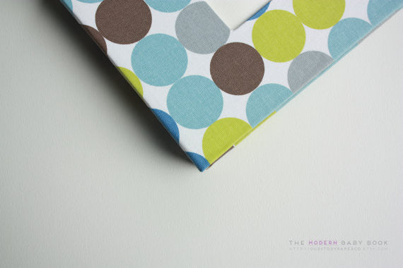 Zoo Polka Dots Blue Modern Baby Book - Our Story Paper Co.