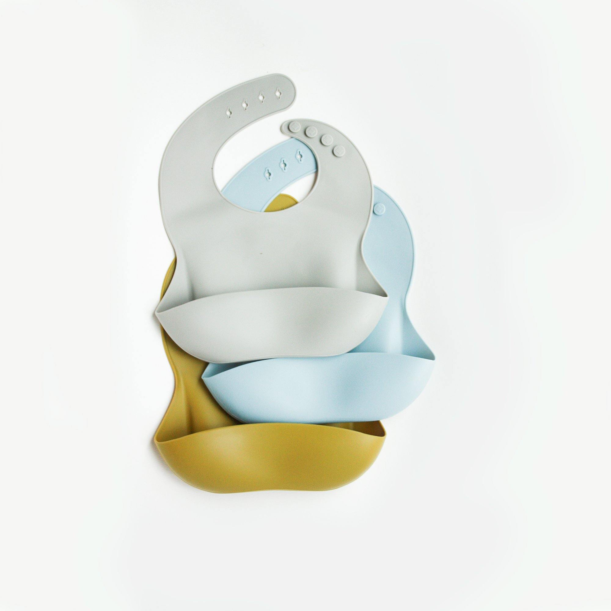 Silicone Feeding Bib in Gray Dawn - Our Story Paper Co.