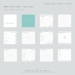 Aqua Teal Floral Damask Modern Baby Book - Our Story Paper Co.