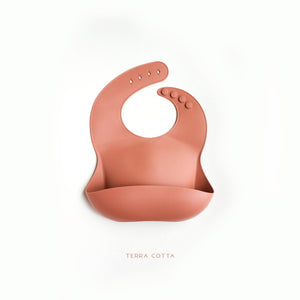 Silicone Feeding Bib in Terra Cotta - Our Story Paper Co.